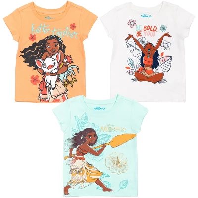 Disney Princess Moana Baby Girls 3 Pack Graphic T-Shirt Pink/White/Blue 7 Disney Princess Moana Baby Girls 3 Pack Graphic T-Shirt Pink/White/Blue - Image 7