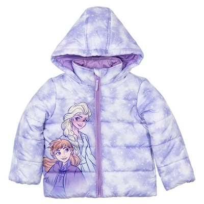 Disney Frozen Princess Anna Elsa Girls Zip Up Winter Coat Puffer Jacket Toddler 2 Disney Frozen Princess Anna Elsa Girls Zip Up Winter Coat Puffer Jacket Toddler - Image 2