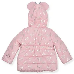 Disney Toddler Disney Minnie Mouse Relaxed Fit Long Sleeve Hooded Puffer Jacket - Pink 3T