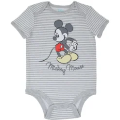 Disney Mickey Mouse Baby Bodysuit Pants Bib And Hat 4 Piece Outfit Set Newborn To Infant
