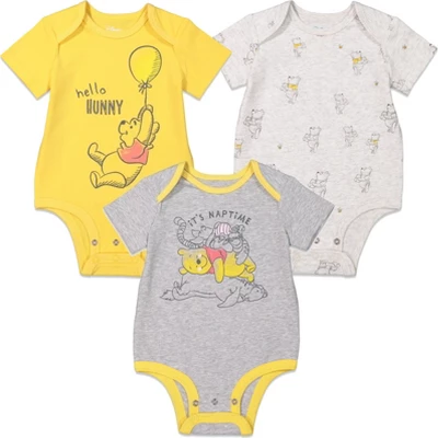 Disney Winnie The Pooh Baby Boys 3 Pack Cuddly Short Sleeve Bodysuits 8 Disney Winnie The Pooh Baby Boys 3 Pack Cuddly Short Sleeve Bodysuits - Image 8