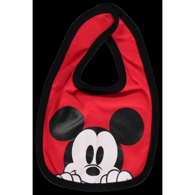 Disney Mickey Mouse Baby Bodysuit Jogger Pants Bib And Hat 4 Piece Outfit Set Newborn To Infant 4 Disney Mickey Mouse Baby Bodysuit Jogger Pants Bib And Hat 4 Piece Outfit Set Newborn To Infant - Image 4