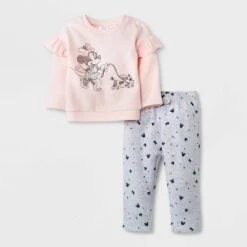 Disney Baby Girls' 2pc Minnie Mouse Top And Bottom Set - Light Pink -Disney GUEST 14648a3c 05e5 4ca4 9f65 dcc809af1024