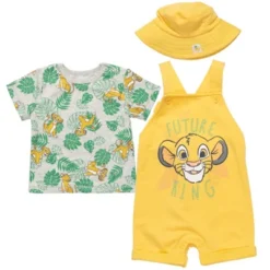 Disney Lion King Simba Timon Pumbaa Baby French Terry Short Overalls T-Shirt And Hat 3 Piece Outfit Set Newborn To Infant -Disney GUEST 156df80c 0d22 4afe 8df9 a6dcede6869f