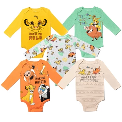 Disney Lion King Winnie The Pooh Mickey Mouse Baby 5 Pack Bodysuits Newborn To Infant 8 Disney Lion King Winnie The Pooh Mickey Mouse Baby 5 Pack Bodysuits Newborn To Infant - Image 8