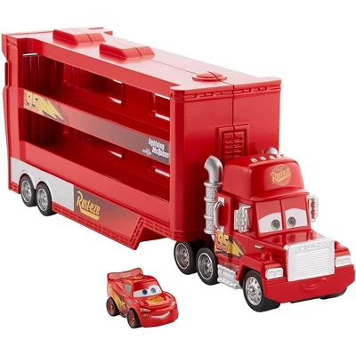 RED Disney Pixar Cars Minis Transporter With Vehicle 1 RED Disney Pixar Cars Minis Transporter With Vehicle