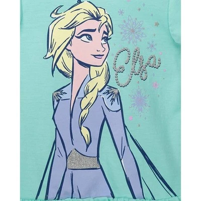 Disney Frozen Moana Princess Rapunzel Snow White Raya And The Last Dragon Girls Peplum T-Shirt And French TerryShorts Outfit Set Little Kid To Big Kid 3 Disney Frozen Moana Princess Rapunzel Snow White Raya And The Last Dragon Girls Peplum T-Shirt And French TerryShorts Outfit Set Little Kid To Big Kid - Image 3