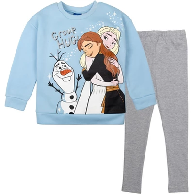 Disney Frozen Princess Anna Elsa Girls Sweatshirt And Leggings Outfit Set Little Kid To Big Kid 8 Disney Frozen Princess Anna Elsa Girls Sweatshirt And Leggings Outfit Set Little Kid To Big Kid - Image 8