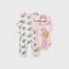 Baby Girls' 2pk Disney Princess Romper And Bodysuit - Pink