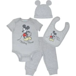Disney Mickey Mouse Baby Bodysuit Pants Bib And Hat 4 Piece Outfit Set Newborn To Infant 24 Disney Mickey Mouse Baby Bodysuit Pants Bib And Hat 4 Piece Outfit Set Newborn To Infant -Disney GUEST 362cfd70 d837 44d4 af8d 1b61ddd21efd