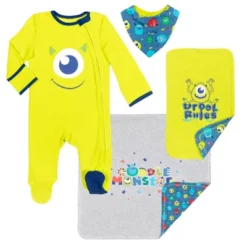 Disney Winnie The Pooh,Lion King,Pixar Monsters Inc.,Princess Baby Sleep N' Play Coverall Bib Blanket And Burp Cloth 4 Piece Outfit Set Newborn -Disney GUEST 3686d652 f2ac 4162 8321 9bbaa733f384
