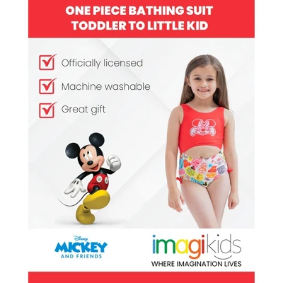 Disney Mickey Mouse Minnie Mouse Girls One Piece Bathing Suit Toddler To Little Kid 2 Disney Mickey Mouse Minnie Mouse Girls One Piece Bathing Suit Toddler To Little Kid - Image 2