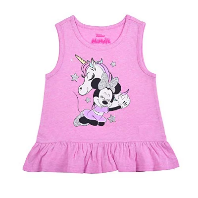 Disney Girls' 3-Pack The One And Only Minnie Mouse Ruffle Sleeve Tee, Sleeveless Peplum Shirt And Casual Shorts Set With Unicorn Print For Kids 1 Disney Girls' 3-Pack The One And Only Minnie Mouse Ruffle Sleeve Tee, Sleeveless Peplum Shirt And Casual Shorts Set With Unicorn Print For Kids