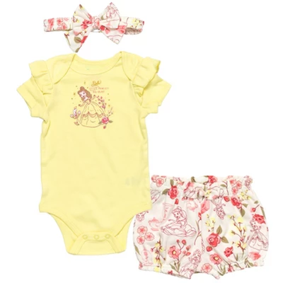 Disney Princess The Little Mermaid Ariel Belle Tiana Baby Girls Bodysuit Shorts And Headband 3 Piece Outfit Set Newborn To Infant 7 Disney Princess The Little Mermaid Ariel Belle Tiana Baby Girls Bodysuit Shorts And Headband 3 Piece Outfit Set Newborn To Infant - Image 7