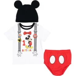 Disney Mickey Mouse 1st Birthday Cosplay Graphic T-Shirt Diaper Cover And Hat 3 Piece Outfit Set White/Red 15 Disney Mickey Mouse 1st Birthday Cosplay Graphic T-Shirt Diaper Cover And Hat 3 Piece Outfit Set White/Red -Disney GUEST 4c7e0070 edd8 45cb a5ef 36d63dbfa86a