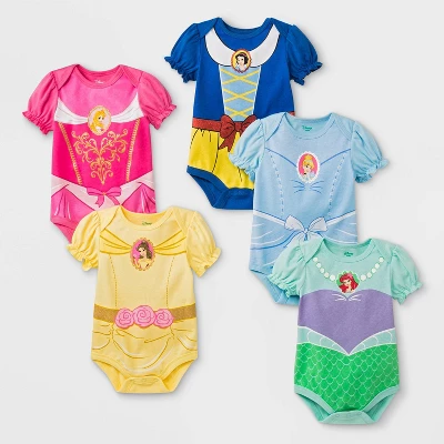 Baby Girls' 5pk Disney Princess Bodysuits 1 Baby Girls' 5pk Disney Princess Bodysuits
