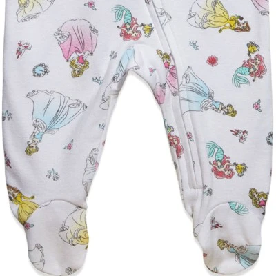 Disney Princess Ariel Cinderella Aurora Baby Girls 2 Pack Zip Up Sleep N' Play Coveralls Newborn To Infant 3 Disney Princess Ariel Cinderella Aurora Baby Girls 2 Pack Zip Up Sleep N' Play Coveralls Newborn To Infant - Image 3