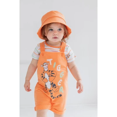 Disney Tigger Winnie The Pooh Baby French Terry Short Overalls T-Shirt And Hat 3 Piece Outfit Set Newborn To Infant 1 Disney Tigger Winnie The Pooh Baby French Terry Short Overalls T-Shirt And Hat 3 Piece Outfit Set Newborn To Infant