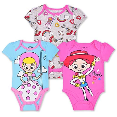 Disney Girl's 3-Pack Toy Story Character Print Baby Bodysuit Creeper Set For Infants 7 Disney Girl's 3-Pack Toy Story Character Print Baby Bodysuit Creeper Set For Infants - Image 7