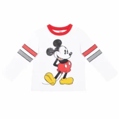 Disney Mickey Mouse Baby Boys Long Sleeve T-Shirt Fleece Pant Set White/Gray