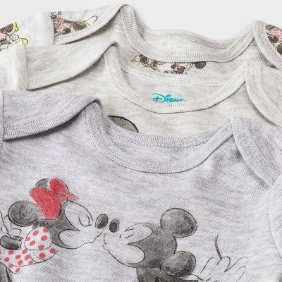 Baby Boys' Disney Mickey Mouse & Friends Minnie 3pk Bodysuit And One Piece Clothing Set - Heathered Gray 2 Baby Boys' Disney Mickey Mouse & Friends Minnie 3pk Bodysuit And One Piece Clothing Set - Heathered Gray - Image 2