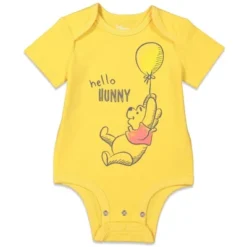 Disney Winnie The Pooh Baby Boys 3 Pack Cuddly Short Sleeve Bodysuits