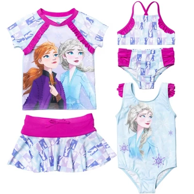 Disney Frozen Princess Anna Elsa Girls One Piece Bathing Suit Bikini Top Rash Guard Modest Swimsuit Skirt And Bottom 5 Set Little Kid To Big Kid 9 Disney Frozen Princess Anna Elsa Girls One Piece Bathing Suit Bikini Top Rash Guard Modest Swimsuit Skirt And Bottom 5 Set Little Kid To Big Kid - Image 9
