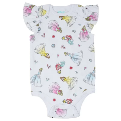 Disney Princess Ariel Belle Cinderella Rapunzel Tiana Snow White Aurora Baby Girls 5 Pack Bodysuits Newborn To Infant 3 Disney Princess Ariel Belle Cinderella Rapunzel Tiana Snow White Aurora Baby Girls 5 Pack Bodysuits Newborn To Infant - Image 3