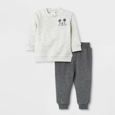 Disney Baby Boys' 2pc Mickey Mouse Fleece Pullover And Jogger Set - Heather Cream 4 Disney Baby Boys' 2pc Mickey Mouse Fleece Pullover And Jogger Set - Heather Cream - Image 4