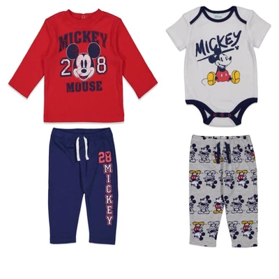 Disney Mickey Mouse Baby Pants Pullover T-Shirt And Bodysuit 4 Piece Layette Set Newborn To Infant 10 Disney Mickey Mouse Baby Pants Pullover T-Shirt And Bodysuit 4 Piece Layette Set Newborn To Infant - Image 10