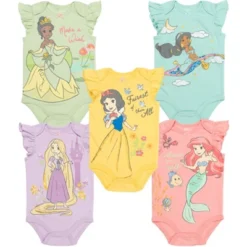 Disney Princess Ariel Belle Cinderella Rapunzel Tiana Snow White Aurora Baby Girls 5 Pack Bodysuits Newborn To Infant 22 Disney Princess Ariel Belle Cinderella Rapunzel Tiana Snow White Aurora Baby Girls 5 Pack Bodysuits Newborn To Infant -Disney GUEST 78245112 71a3 4026 8622 8e0b3fd1dfc1