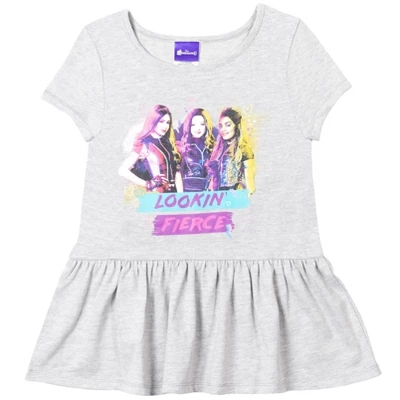 Disney Descendants Mal Evie Uma Peplum T-Shirt Capri Legging Set Grey/Purple 2 Disney Descendants Mal Evie Uma Peplum T-Shirt Capri Legging Set Grey/Purple - Image 2