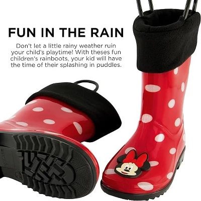 Disney Minnie Mouse Girl's Rain Boots With Soft Removable Liner, Toddler ( 1-4 Years) 1 Disney Minnie Mouse Girl's Rain Boots With Soft Removable Liner, Toddler ( 1-4 Years)