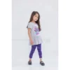 Disney Descendants Mal Evie Uma Peplum T-Shirt Capri Legging Set Grey/Purple