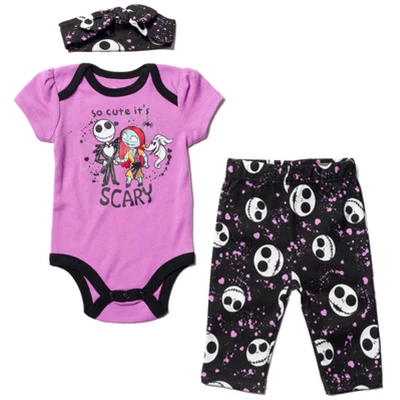 Disney Nightmare Before Christmas Zero Sally Jack Skellington Baby Girls Bodysuit Pants And Headband 3 Piece Outfit Set Newborn To Infant 8 Disney Nightmare Before Christmas Zero Sally Jack Skellington Baby Girls Bodysuit Pants And Headband 3 Piece Outfit Set Newborn To Infant - Image 8