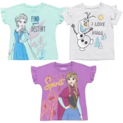 Disney Frozen Princess Anna Elsa Girls 3 Pack T-Shirts Little Kid To Big Kid -Disney GUEST 873e541b e55a 4307 8eb1 36cd3acd5f5f
