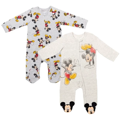 Disney Mickey Mouse Footed Baby 2 Pack Zip Up Sleep N' Play Coveralls Newborn To Infant 8 Disney Mickey Mouse Footed Baby 2 Pack Zip Up Sleep N' Play Coveralls Newborn To Infant - Image 8