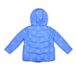 Disney Girl's Frozen Hooded Puffer Jacket, Zip Up Hoodie With Soft Interior For Toddler