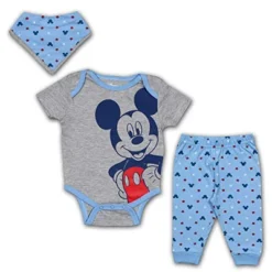 Disney Boy's 3-Pack Mickey Mouse Short Sleeve Baby Bodysuit Creeper, Jogger Pants And Bandana Bib Set For Infant -Disney GUEST 8eae09d4 fdb9 4808 9433 a5052769459b
