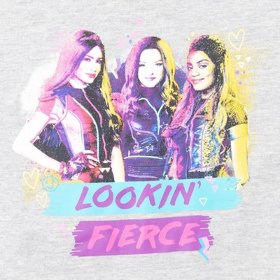 Disney Descendants Mal Evie Uma Peplum T-Shirt Capri Legging Set Grey/Purple 4 Disney Descendants Mal Evie Uma Peplum T-Shirt Capri Legging Set Grey/Purple - Image 4