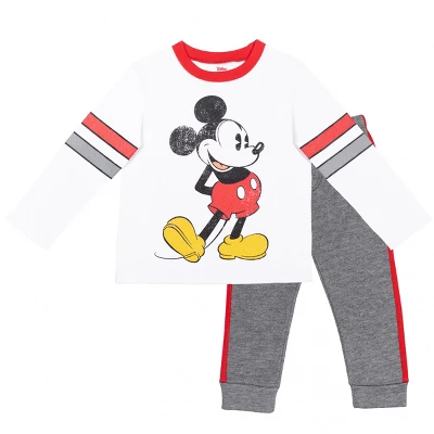 Disney Mickey Mouse Baby Boys Long Sleeve T-Shirt Fleece Pant Set White/Gray 7 Disney Mickey Mouse Baby Boys Long Sleeve T-Shirt Fleece Pant Set White/Gray - Image 7