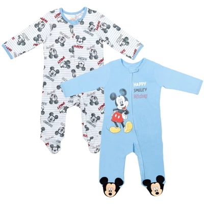 Disney Mickey Mouse Footed Baby 2 Pack Zip Up Sleep N' Play Coveralls Newborn To Infant 9 Disney Mickey Mouse Footed Baby 2 Pack Zip Up Sleep N' Play Coveralls Newborn To Infant - Image 9