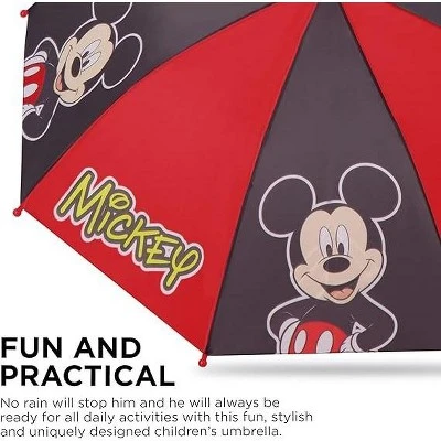 Disney Mickey Mouse Boys Umbrella With Matching Raincoat Set, Kids Ages 2-7 2 Disney Mickey Mouse Boys Umbrella With Matching Raincoat Set, Kids Ages 2-7 - Image 2