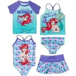 Disney Princess Ariel Girls One-Piece Swimsuit Rash Guard Tankini Top Modest Skirt And Bottom 5 Piece Set Toddler 18 Disney Princess Ariel Girls One-Piece Swimsuit Rash Guard Tankini Top Modest Skirt And Bottom 5 Piece Set Toddler -Disney GUEST ad5e85e3 b58c 4321 b1da 795f4c2ad598