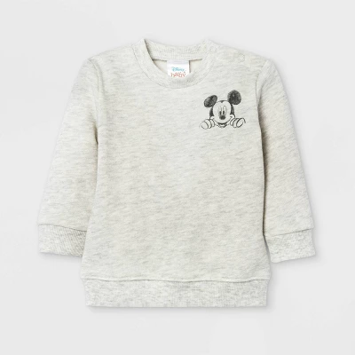 Disney Baby Boys' 2pc Mickey Mouse Fleece Pullover And Jogger Set - Heather Cream 2 Disney Baby Boys' 2pc Mickey Mouse Fleece Pullover And Jogger Set - Heather Cream - Image 2