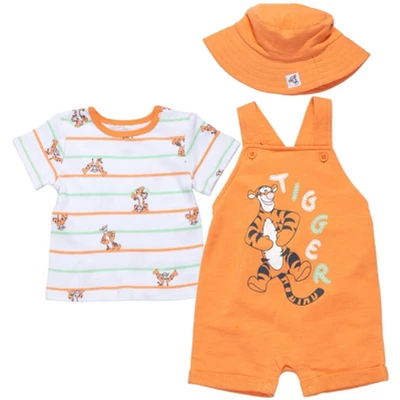 Disney Tigger Winnie The Pooh Baby French Terry Short Overalls T-Shirt And Hat 3 Piece Outfit Set Newborn To Infant 8 Disney Tigger Winnie The Pooh Baby French Terry Short Overalls T-Shirt And Hat 3 Piece Outfit Set Newborn To Infant - Image 8