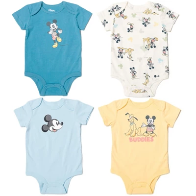 Disney Mickey Mouse Pluto Mickey Mouse Baby 4 Pack Snap Bodysuits Newborn To Infant 7 Disney Mickey Mouse Pluto Mickey Mouse Baby 4 Pack Snap Bodysuits Newborn To Infant - Image 7