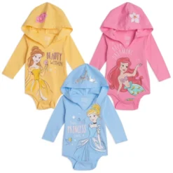 Disney Princess Disney Cinderella Princess Belle Princess Ariel Baby Girls 3 Pack Bodysuits Newborn To Infant -Disney GUEST bd30e777 5335 4419 b440 592c6af0dc13