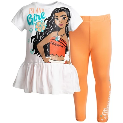 Disney Princess Moana Frozen Little Mermaid Rapunzel Jasmine Belle Girls T-Shirt And Leggings Outfit Set Toddler To Big Kid 12 Disney Princess Moana Frozen Little Mermaid Rapunzel Jasmine Belle Girls T-Shirt And Leggings Outfit Set Toddler To Big Kid - Image 12