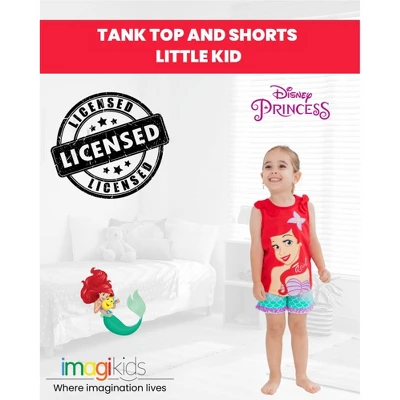 Disney Princess Princess Moana Rapunzel Jasmine Belle Girls Tank Top And French Terry Shorts Little Kid To Big Kid 3 Disney Princess Princess Moana Rapunzel Jasmine Belle Girls Tank Top And French Terry Shorts Little Kid To Big Kid - Image 3